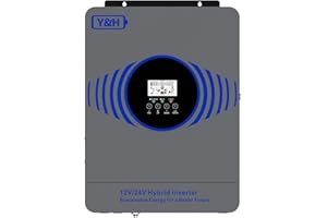 Y&H Inversor solar híbrido de 4200 W con dos tensiones de batería, 12 V, 24 V, MPPT integrado 100 A, cargador solar máximo de potencia PV, entrada de 4000 W con comunicación WiFi BMS independiente de