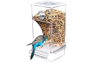 PACIENJO Automatischer Vogelfutterspender,futterspender Vögel Hängend, Transparent Vogelfutterhaus Sittiche Käfig Futterautomat Vogelfutterspender Käfigzubehör Für Wellensittiche Nymphensittiche Finken (1)