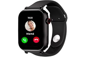 SACEFAMILY SaveFamily SaveWatch Plus 4G | Montre Connectée pour Enfants avec GPS, Appels, Vidéo, Whatsapp, Musique, Bluetooth et App Store | Carte SIM Incluse - Cadran Noir et Bracelet en Silicone Noir