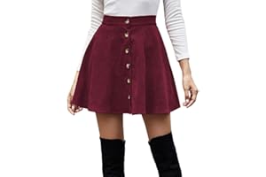 ORANDESIGNE Gonna Elegante Donna Corta Velluto a Coste Minigonna Invernale Vita Alta Skater Gonna Tinta Unita Casual Chic Vintage Abito Trapezio Streetwear Y2k Skirt