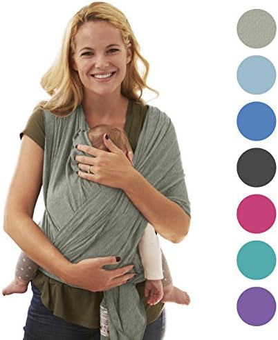 Baby Sling Wrap for Newborn 0-18 Months | Organic and Stretchy | Designed in Berlin & London | 8 Colours (Grey) | BabyChamp Practical Safe Nursing Carrier