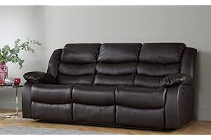 DProT Recliner Sofa Leather bonded Reclining Sofa Suite Sofas Chair 3 2 or 1 Colour Brown (3 Seater Sofa)