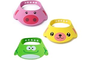 Bonnet de Douche Bébé,3 PCS Visiere Bain Enfant Chapeau Douche Bébé Réglable Shampoing Protégez Bonnet en Silicone pour Le Bain de Bébé Et Le Lavage Des Cheveux