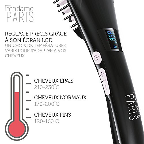 MadameParis ✮ Haarglättungs bürste ✮ Glätteisen Bürste – Haarglätter – Gewählt zum Beauty Blog Produkt des Jahres 2017 – MIRACLE Ausgabe – Bessere Qualität im Vergleich zu klassischen Glätteisen – Leistung verstärkt –- Elektrische Haarbürste – Schnelles Aufheizen - 6