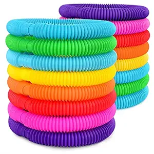 SGMSC Fidget Pop Tube Toys for Kids Pop Music Pipe Stress Anxiety Relief Sensory Bendable Stimming Adjustable Toy Pack of 12 Pcs