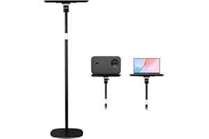 POLESTO Beamer Ständer, Multifunktionaler Bodenständer verstellbar Höhe von 54cm bis 129cm, Schmieden aus hochwertiger Metall mit Platte, stabile Tragfähigkeit 7kg, Perfekt für Laptop/Projektor/Kamera