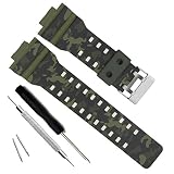 Ersatzarmband aus Naturharz für Casio G-Shock Herren-Armbanduhr GD120/GA-100/GA-110/GA-100C (Camouflage-Green)