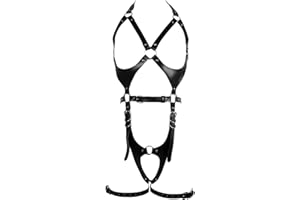 Kutocesy Arnes Mujer de Las Señoras para Rave Cosplay Gothic Costumes Sex Lingerie Para la Mujer con Los Puños del Muslo Body Bondage Set Sexy BDSM Outfit