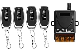Cerhot Kit de interruptor y receptor de luz inalámbrico de alta potencia de 230V CA, 100m, 30A, interruptor de control remoto inalámbrico, interruptor inalámbrico para bomba de agua