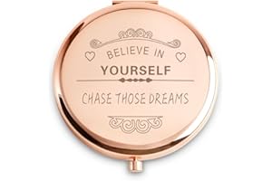 QUSTGO Personalized Compact Mirror, Unique Friendship Gifts Women Girls Her, Inspirational Birthday Gift Mom Wife Sister Daughter Niece Friends Granddaughter