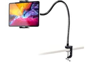 woleyi Gooseneck Arm Tablet Holder, 50cm Flexible Long Lazy Tablet Mount Stand, Adjustable Bed Desk Phone Clamp for iPad Pro 9.7, 10.5, 12.9 Air Mini, iPhone, Galaxy Tabs, More 4-13 inch