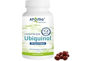 ‎APORTHA APOrtha Kaneka Ubiquinol Coenzym Q10 50 mg 120 Kapseln, Premium CoQ10 hochdosiert 50mg für 2 Monate, Hohe Bioverfügbarkeit durch bioaktives Ubiquinol, 2-fach Patentierter Rohstoff