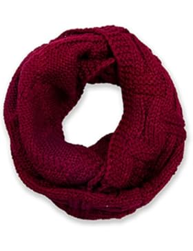 styleBREAKER Strick Loop Schal mit Gitter- und Rippenmuster, Uni Feinstrick Schlauchschal, Winter Strickschal,...