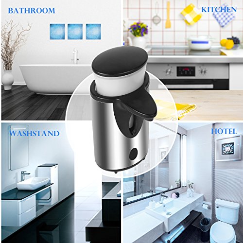 Seifenspender Sensor Infrarot Ohne Bohren 300ML / Automatisch Berührungslos Elektrisch / Edelstahl Set Nachfüllbar Gebürstet Design / Automatik Seifendosierer für Dusche Küche Bad / Soap Dispenser Automatic - 9