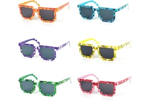 O-Kinee Pixel Mosaik Brille Bunt 6 Pack ，MLG Brille Pixelbrille Sonnenbrille Pixel Brille Lustig Spielzeug Mosaik Sunglasses Ideal für Partys und Verkleidungen