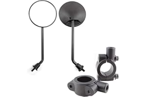 EVOMOSA Motorcycle Side Mirror Round 10 mm Black Handlebar Mirror for Motorcycle Bicycle (10mm screws)