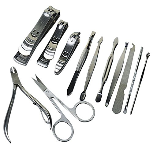 Pediküreset, Maniküre Set, Nagelpflege Set 12-teiliges Maniküre-Pediküre Reise Set ,CIDBEST® Edelstahl Nail-Clippers Reiniger Häutchen Grooming Kit, Marken-Qualität Beauty Maniküre Nagel Werkzeug-Sets Nagelschere Nagelknipser Pediküre-Set Tool Kit mit Ledertasche - 3