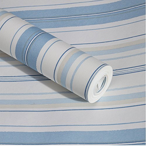 Preisvergleich Produktbild Einfache gestreifte Tapete Moderne skandinavische rosa blau Kinderzimmer selbstklebende Tapete9.84 * 1.73 (ft) (Color : 3031 blue)