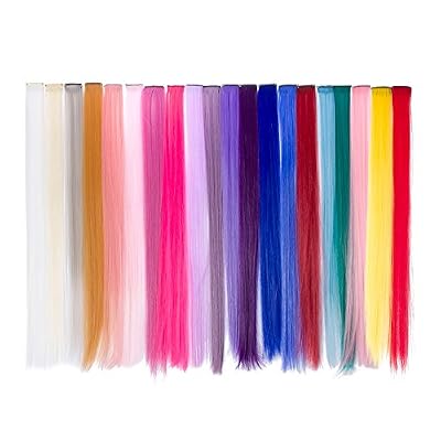 Beauty7 20PCS Perruque Extensions de Cheveux à Clip Couleur Différent Fibre Synthétiques Faux Cheveux Postiches 5g Cosplay DIY Coiffure 50 CM