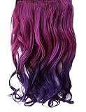 16 pulgadas clip de degradado ondulados extensiones de pelo sintético púrpura con 5 Clips