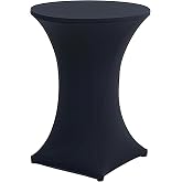Round Tablecloth Spandex Table Cloth Black Washable Diameter 80 cm Table Protection for Wedding Fair Banquet Birthday Outdoor