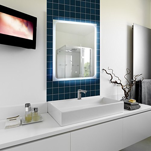 Beleuchteter Wandspiegel Badezimmerspiegel ohne Rahmen mit LED-Beleuchtung und Touch Sensor 50 x 70 cm [Energieklasse A+]