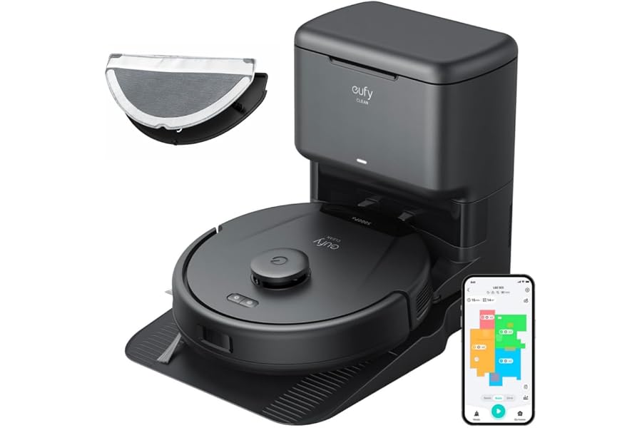 eufy L60 Saugroboter mit 5.000Pa Saugkraft, Anti-Haar-Verwicklung, 60-Tage-Absaugstation, iPath-Lase