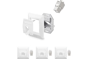 VCELINK 4x Keystone Netzwerkdose Unterputz CAT7/6A 1Fach, Lan Dose Keystone RJ45 Modul, STP Vollgeschirmt, RJ45 Ethernet Datendose DSL Patchkabel Verlegekabel