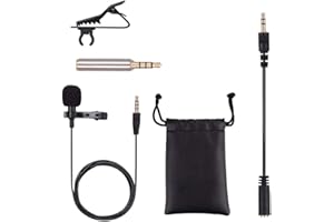 ANCLLO Lavalier mikrofon do klapy 3,5 mm profesjonalny wielokierunkowy mikrofon kondensacyjny z adapterami gniazda słuchawkowego do aparatu smartfona Live-steam podcastowa rozmowa kwalifikacyjna