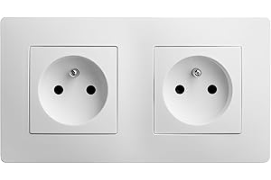 DEBFLEX - Caly - Prise Électrique 2P+T Double/2 postes Horizontaux - Prise Murale 16A avec Terre - Plastique - Installation Encastrée - Blanche - 156 x 85 x 39 mm