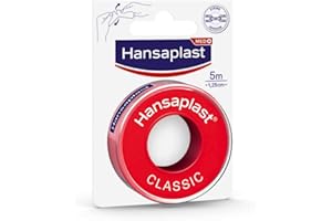 Hansaplast Fixation Plaster Classic 5 m x 1,25 cm, łatwa do zerwania taśma o silnej przyczepności + Classic 5 m x 2,5 cm, szeroka rolka gipsu do bezpiecznego mocowania bandaży
