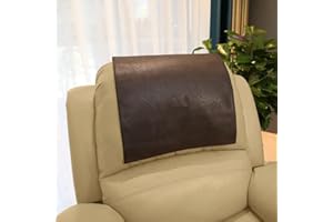 Kopinma Non-Slip Faux Leather Recliner Headrest Protector, Sofa Head Cover, Recliner Headrest Cover, Coffee Color Chair Headrest for Recliner Chair,Headrest Cover for Furniture Slipcovers Cover