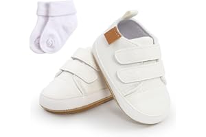 SEHFUPOYE Baby Girls Boys Sneakers Toddler PU Leather First Walking Shoes Anti-Slip Infant Newborn Prewalker Sneakers for 0-18 Months with Sock