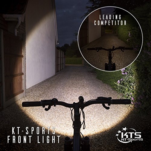 Fahrradlicht-Set – Die besten wieder aufladbaren Fahrradlichter zur Straßensicherheit – Werden Sie auf der Straße gesehen mit den hellsten Fahrradaccessoires von KT-Sports – Fahrradlichter mit Scheinwerfer und Rücklicht, geeignet für Mountainbikes, MTB und Rennräder - 3