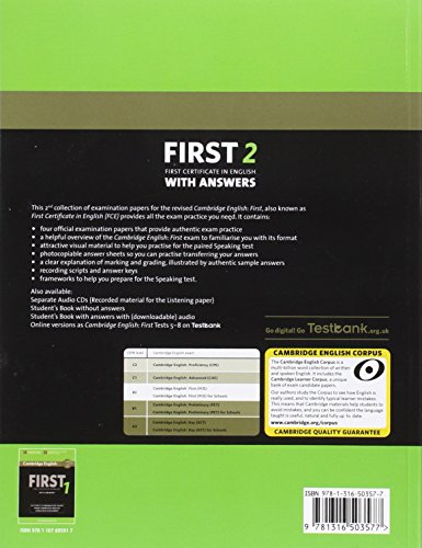 Couverture du livre de Cambridge English First 2 Student's Book with answers: Authentic Examination Papers