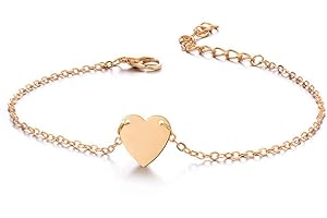 N-brand PULABO Cavigliera semplice a forma di cuore, per ragazze e donne, spiaggia, sandali a forma di cuore e caviglia, gioielli da collezione, oro x 1 resistente, solido e durevole