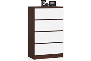 AKORD | Cassettiera K60 a 4 Cassetti | Credenza Alta | Moderna Mobiletto per Soggiorno Sala da Pranzo Camera da Letto Corridoio Bagno | Armadio Cameretta | 60x99x40 cm | Wenge/Bianco
