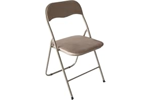 Marvin Sedia Pieghevole Imbottita in Velluto Velvet da Interno Ufficio Casa Resistenti Ferro Leggere Colorate Comode con Schienale Salvaspazio Portatile (Tortora/Tortora)