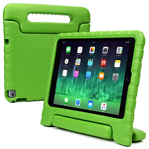 iPad Air 2 hülle fur kinder, COOPER DYNAMO Beanspruchbare, strapazeirfähige, robuste, gepolsterte Hartschalenhülle mit integriertem Griff, Standfunktion & durchsichtigem Displaysschutz (Grün)