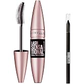 Maybelline New York Lash Sensational Yelpaze Etkili Intense Black Maskara - Ekstra Siyah 9.5 ml & Mini Tattoo Liner Gel Penci