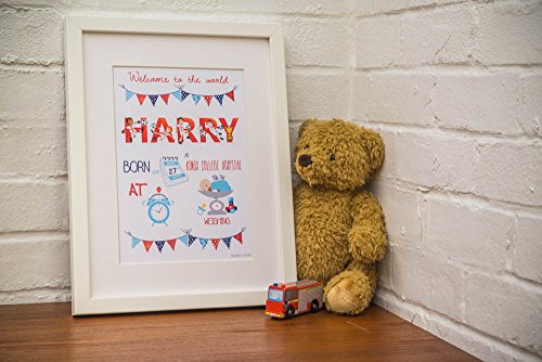 Personalised Baby Birth Announcement Print in Football Theme
