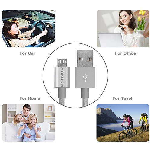 Cavo USB [3-pack] [] Ankoda ultra resistente in nylon intrecciato cavi Android caricabatterieÂ â€“Â Custodia per smartphone Samsung Galaxy, Nexus, LG, Sony, Xiaomi, HTC, Motorola, Kindle, PS4Â controller, and more