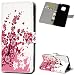 Produktbild 2× Flip Handy Schutzhülle für Huawei Mate20 Pro, Stoßfest Weich PU Leder Damen Herren Karten Magnet Stand Halter Farbdruck Brieftasche Klappetui (Pfirsichblüte+Schmetterling)