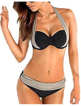 Arrowhunt Damen Mädchen Neckholder Push Up Bikini Set