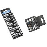 Cromo-vanadio Silverline 675072 - Llaves de vaso Torx, 14 pzas (E4 - E24) + 793755 - Adaptadores para llaves de vaso, 4 pzas