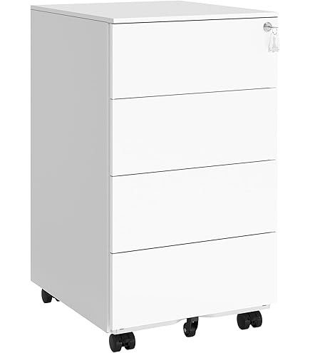 SONGMICSHOME Mobiele Bureaukast met 3 Afsluitbare Laden, Document- en