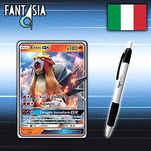 Entei GX - Pokémon Card IN ITALIAN + Fantàsia Pen - 10/73 SHINING LEGENDS