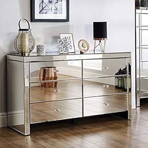 Happy Beds Schlafzimmer-Kommode "Sevilla", verspiegelt, Silber, 6