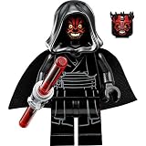 LEGO Star Wars Sith Minifigure - Darth Maul Evil Smile with Horns, Hood, and Lightsaber (75096) by LEGO - Lego