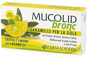 FARMADERBE Mucolid Bronc Caramelle Per La Gola Salvia e Limone 24 Caramelle